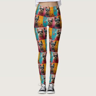 Cairn Terrier With Heart Roses Valentine's Day Leggings