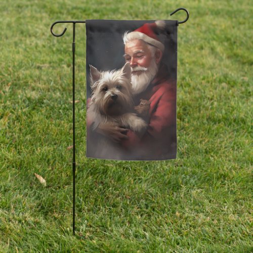 Cairn Terrier With Santa Claus Festive Christmas Garden Flag