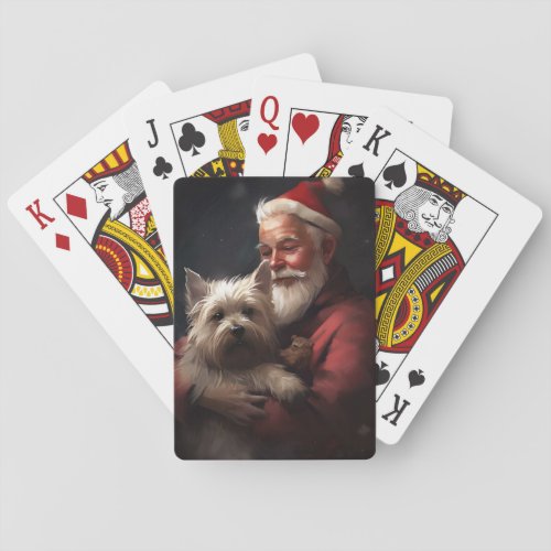 Cairn Terrier With Santa Claus Festive Christmas Poker Cards