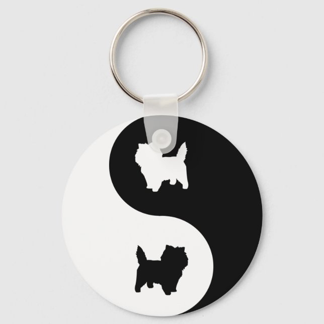 Cairn Terrier Yin Yang Keychain (Front)