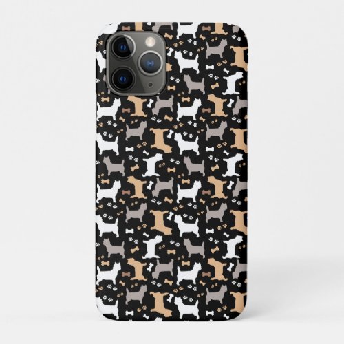 Cairn Terriers Carin Dog Breed Pattern in Black  iPhone 11 Pro Case