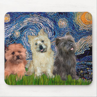Cairn Terriers (three) - Starry Night Mouse Pad
