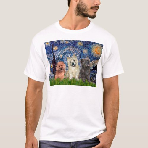 Cairn Terriers three _ Starry Night T_Shirt