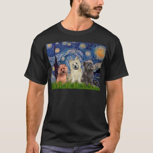 Cairn Terriers three _ Starry Night T_Shirt