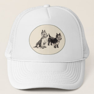 Cairn Terriers Vintage Pen & Ink Trucker Hat