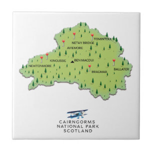 Cairngorms National Park map Ceramic Tile