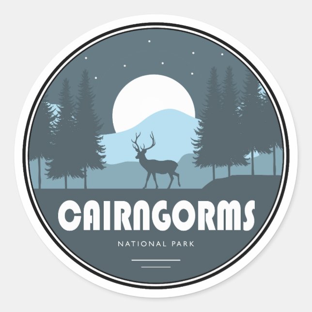 Cairngorms National Park Scotland Deer Classic Round Sticker (Front)
