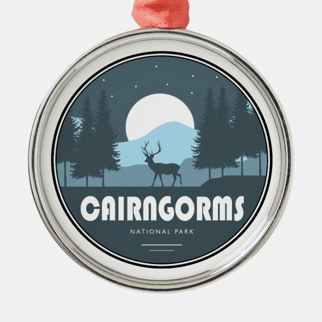 Cairngorms National Park Scotland Deer Metal Ornament (Front)