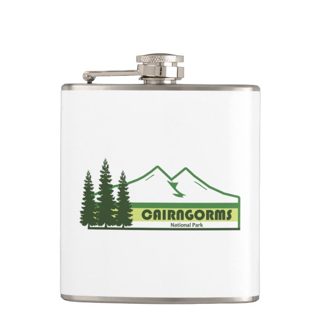 Cairngorms National Park Scotland Green Stripes Flask (Front)