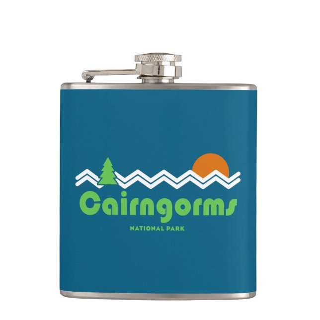 Cairngorms National Park Scotland Retro Flask (Front)