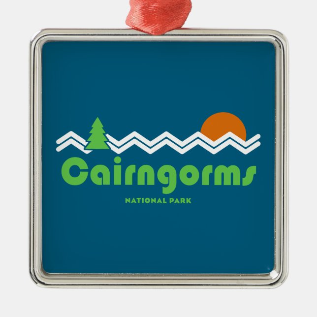 Cairngorms National Park Scotland Retro Metal Ornament (Front)