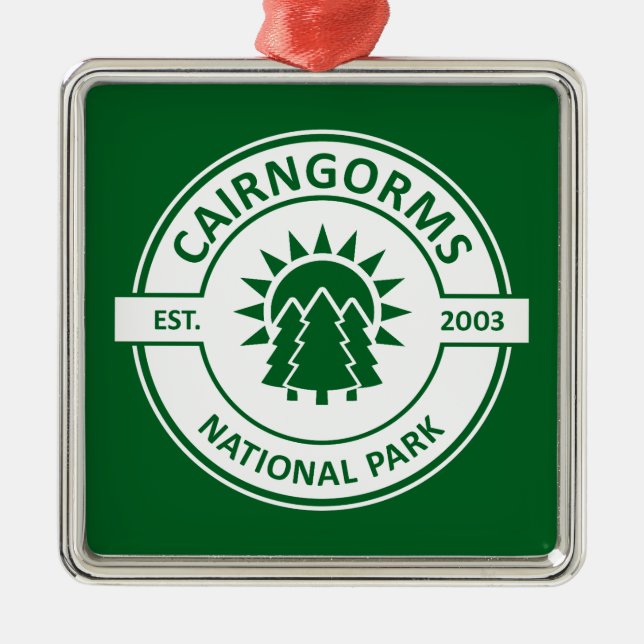 Cairngorms National Park Scotland Sun Trees Metal Ornament (Front)