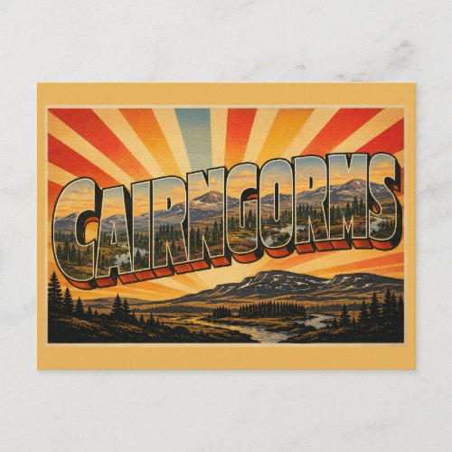 Cairngorms Scotland Vintage Travel Art Postcard