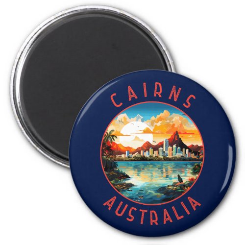 Cairns Australia Retro Distressed Circle Magnet