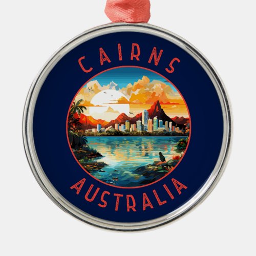 Cairns Australia Retro Distressed Circle Metal Ornament