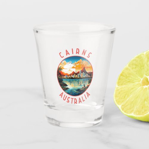 Cairns Australia Retro Distressed Circle Shot Glass