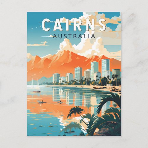 Cairns Australia Travel Art Vintage Postcard