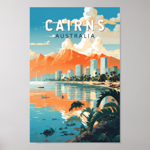 Cairns Australia Travel Art Vintage Poster