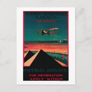 Cairo - Bagdad - Karachi Air Vintage Poster Postcard