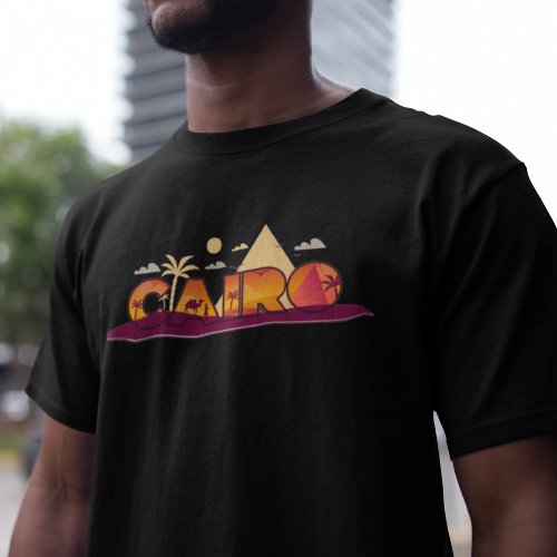 Cairo City Lettering With Camels T_Shirt