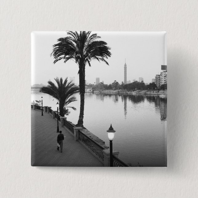 Cairo Egypt, Along the Nile River Button (Front)