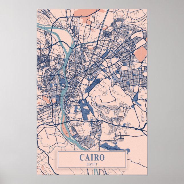 Cairo Egypt Breezy City Map Travel Poster (Front)