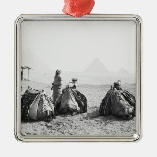 Cairo Egypt, Camel Jockeys Giza Pyramids (NR) Metal Ornament