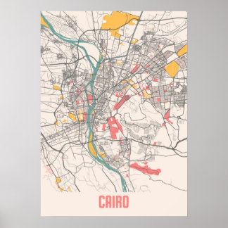 Cairo - Egypt Chalk City Map Poster