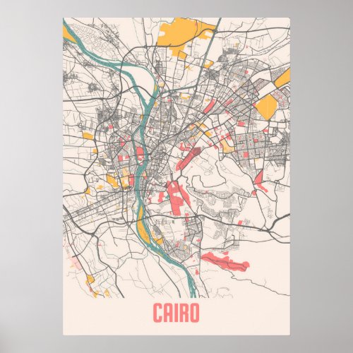 Cairo _ Egypt Chalk City Map Poster