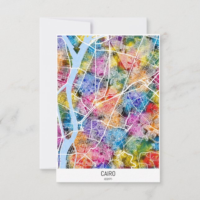 Cairo Egypt City Map Thank You Card (Front)