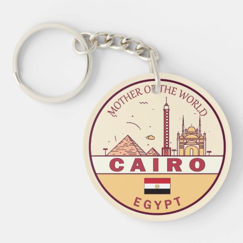 Cairo Egypt City Skyline Emblem Keychain