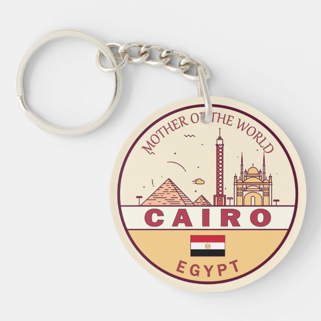 Cairo Egypt City Skyline Emblem Keychain (Front)