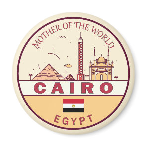 Cairo Egypt City Skyline Emblem Magnet