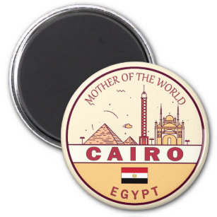 Cairo Egypt City Skyline Emblem Magnet