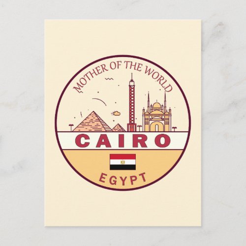 Cairo Egypt City Skyline Emblem Postcard