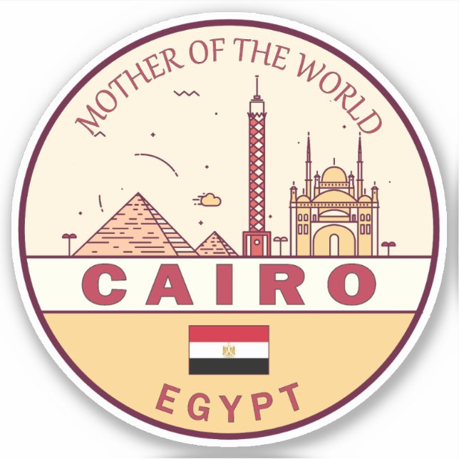 Cairo Egypt City Skyline Emblem Sticker (Front)