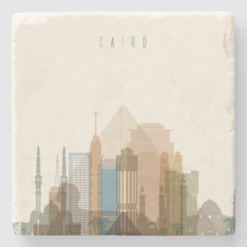 Cairo Egypt  City Skyline Stone Coaster