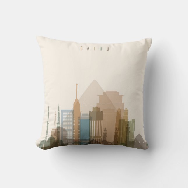 Cairo, Egypt | City Skyline Throw Pillow (Front)