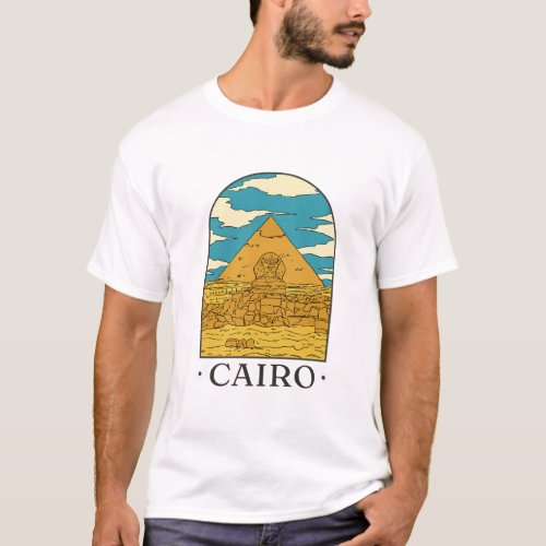 Cairo Egypt design with Pyramid and Great Sphinx  T_Shirt