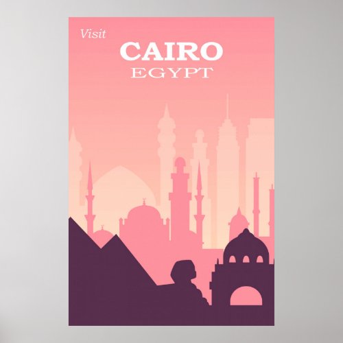 Cairo Egypt Pink Vintage Travel Poster
