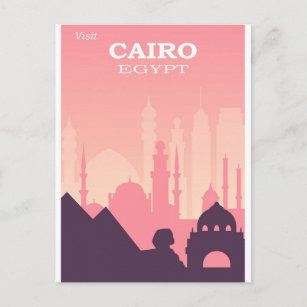 Cairo Egypt Pink Vintage Travel Poster Postcard