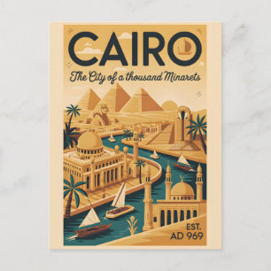 Cairo Egypt Retro Travel Poster Art Print Postcard