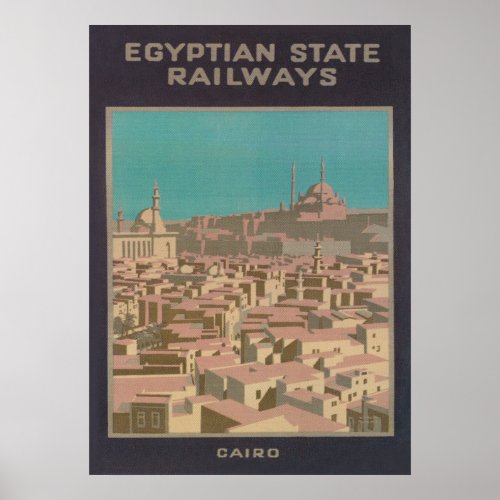 Cairo Egypt Retro Vintage Travel Poster