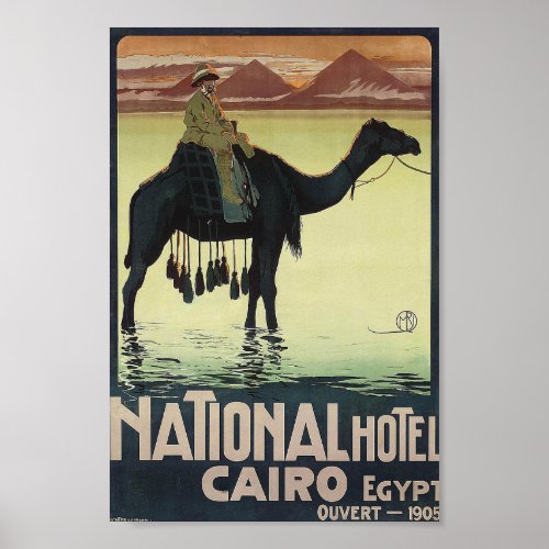 Cairo Egypt Vintage Pyramid Camel Poster