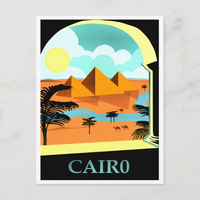 Cairo, Egypt vintage travel poster Postcard (Front)