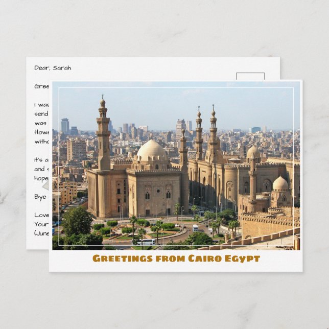 Cairo Egypt with Mosque Postcard (Front/Back)