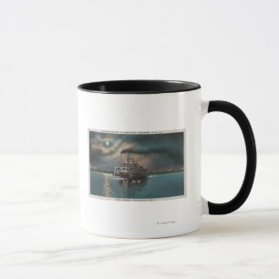 Cairo, IL - Night View of Steamer on Miss. River Mug