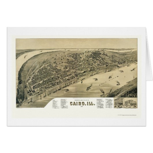 Cairo, IL Panoramic Map - 1888 Cards (Front Horizontal)