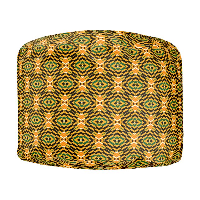 Cairo Kente African Ethnic Pattern Pouf (Front)