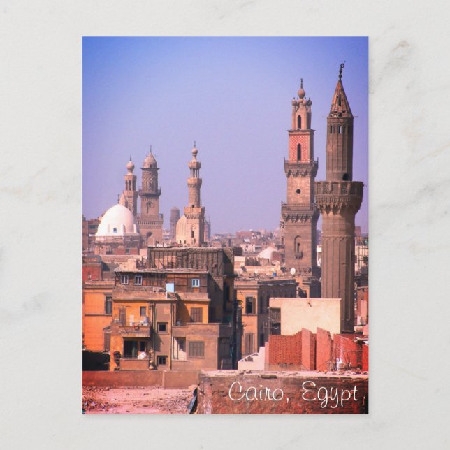 Cairo Minarets & Ancient City / Egypt Postcard (Front)